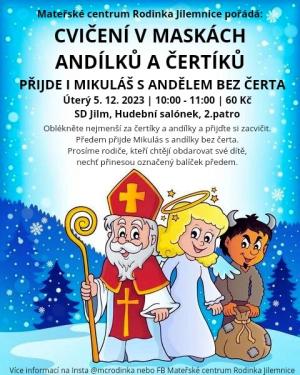 Cvičení v maskách andílků a čertíků. 1